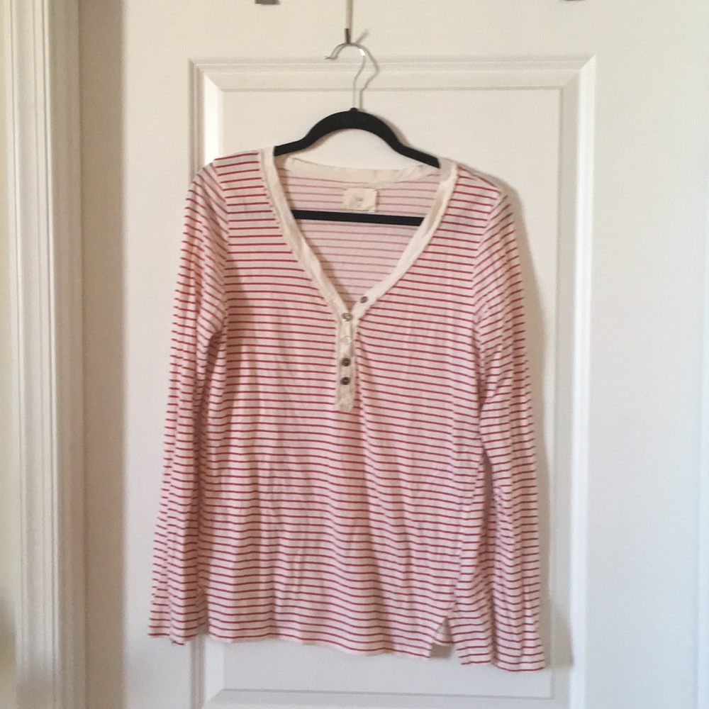 Anthropologie t shirt - sz L, red & cream - T.LA